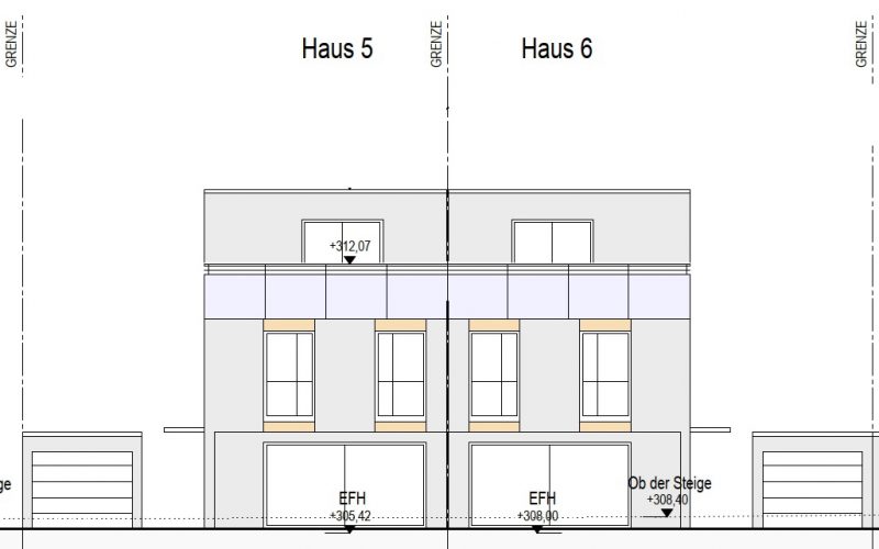 Ansicht Süd Haus 5+6, Neubauprojekt Deizisau Ob der Steige M. Bayer Baukoordination