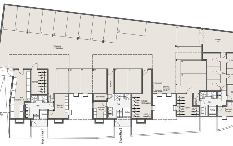 Neubauprojekt Deizisau 1. Untergeschoss, Tiefgarage