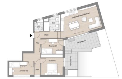 Neubauwohnung Stuttgart Gablenberg M. Bayer Baukoordination Grundriss Wohnung 1