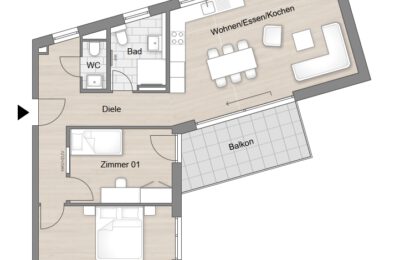 Neubauwohnung Stuttgart Gablenberg M. Bayer Baukoordination Grundriss Wohnung 2