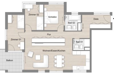 Neubauwohnung Stuttgart Gablenberg M. Bayer Baukoordination Grundriss Wohnung 7